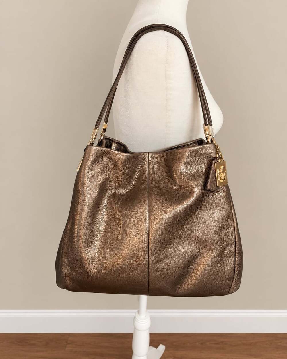 Coach Metallic Bronze Leather Madison Phoebe Shoulder Bag